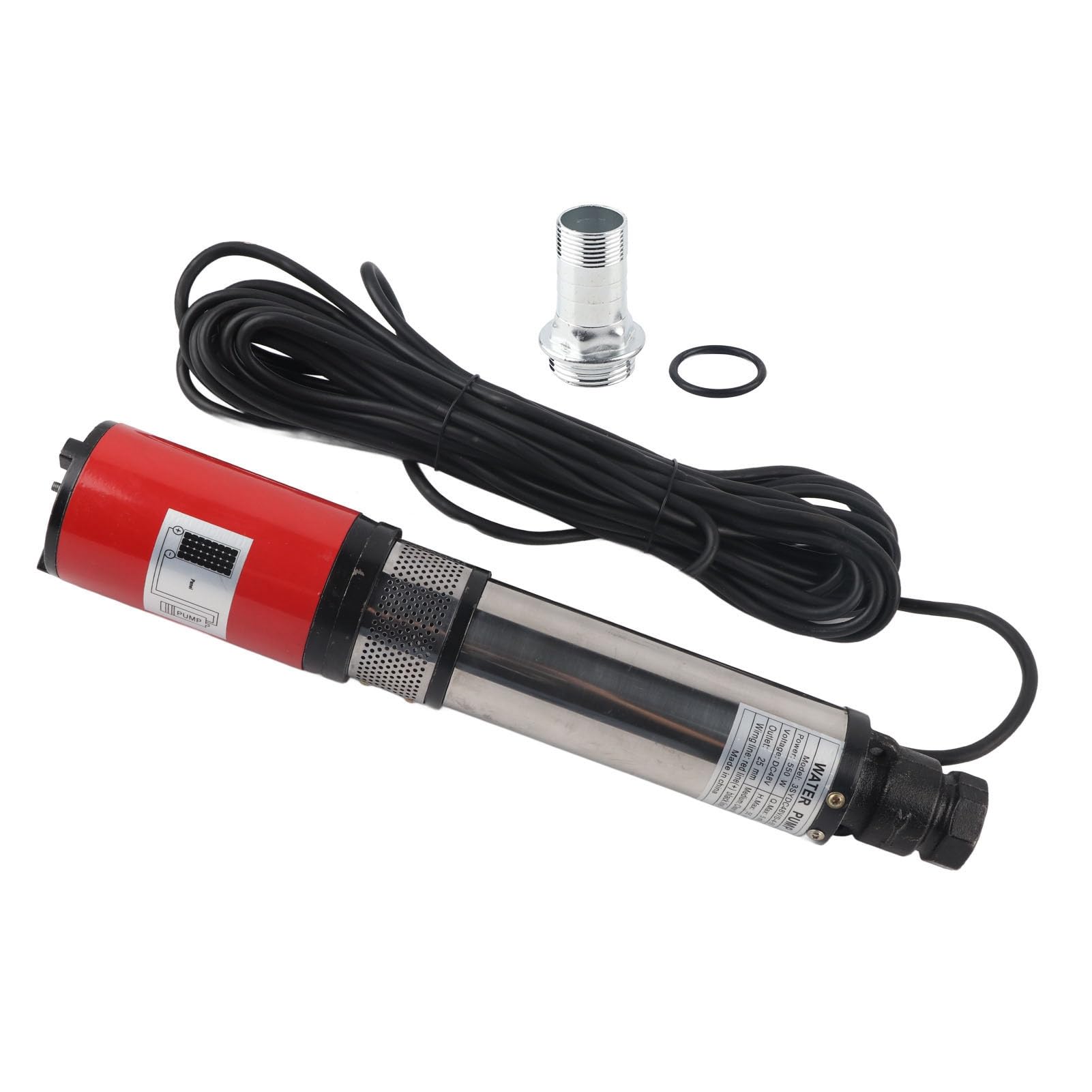Bomba de Pozo Profundo de CC, Flujo Grande, Batería Solar de Alta Elevación, Motor de Latón, Impulsor Antiarena, Rotación de Varias Etapas, CC 48 V, para Uso Doméstico