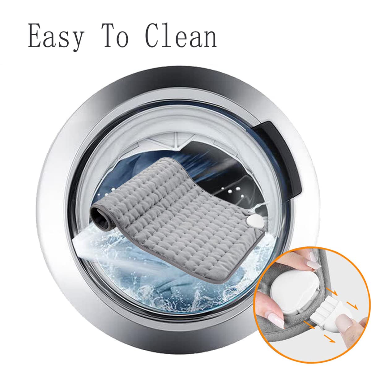Almohadilla Térmica Eléctrica con Apagado Automático, 6 Calentamiento Niveles Esterilla Calor Electrica, 4 Mode Temporizadores, Manta Termica para La Espalda, Brazos y Piernas(Color:Gris)