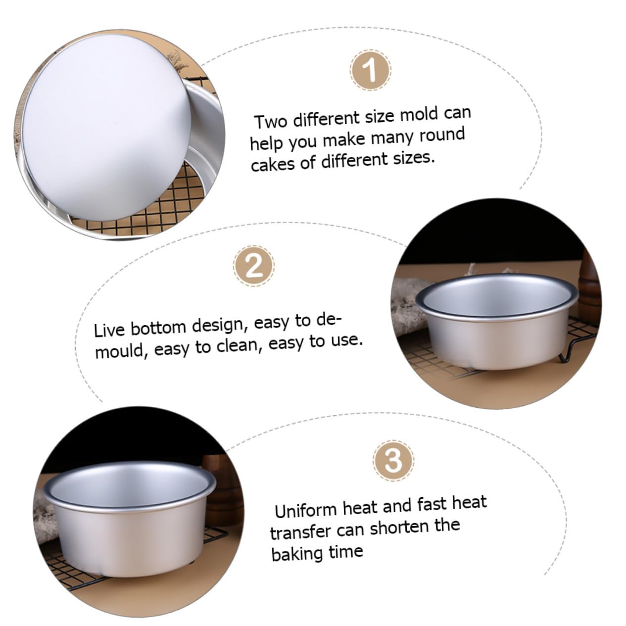 BESTYASH Stampo Rotondo Antiaderente per Mousse e Dolci per Cottura in Forno e Utilizzo in Lavastoviglie