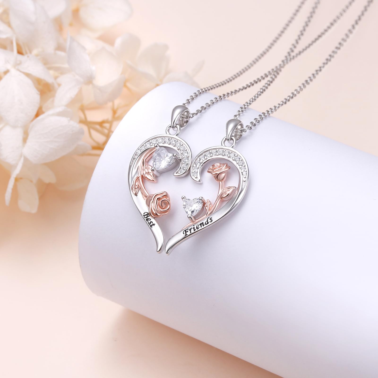 Mutter Tochter Kette 925er Sterlingsilber herz passender Halsketten Damen Familien schmuck Mutter und Tochter geschenk für Mama Muttertag Geburtstags geschenk