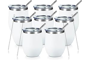 COMOOO 12oz Wine Tumbler with Lid and Straw