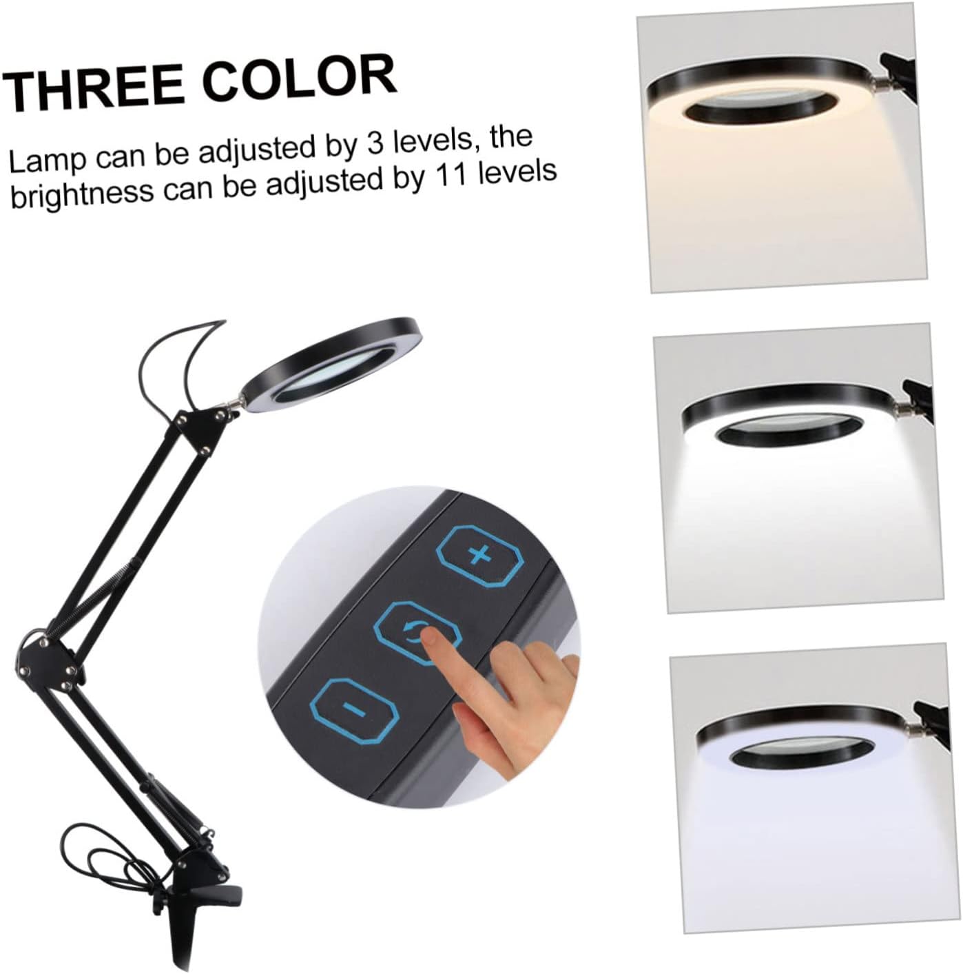 Led Magnifying Glass Table Lamp Magnification Dimmable USB Charging Clamp for Desk Adjustable Arm for Reading Art Jewelry