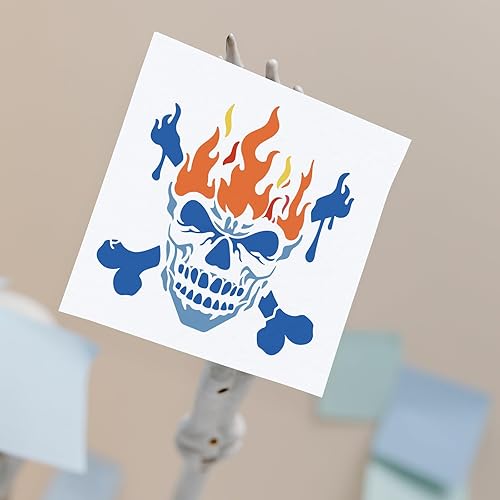 Miniatura 6 de MAYJOYDIY 4 plantillas de mano de esqueleto de 11.8 x 11.8 pulgadas, plantilla de dedo de esqueleto de corazón, mano de roca con patrón de anillo,