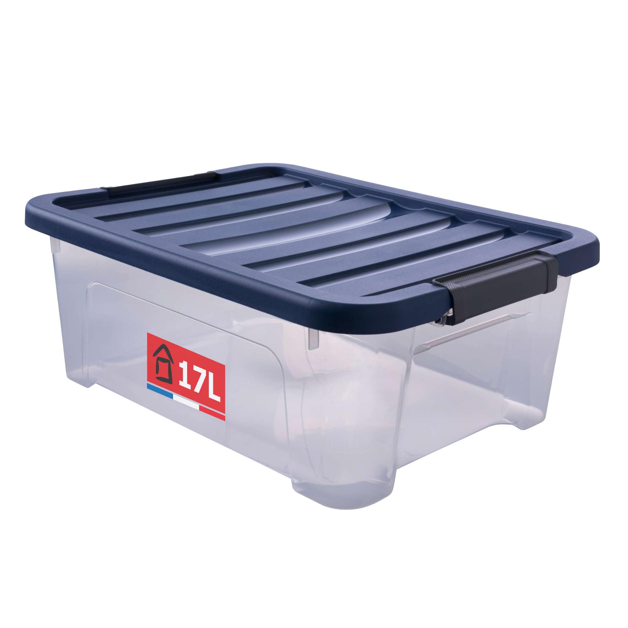 Sundis Wave Box 17L Clear Plastic Stackable Stackable Storage Box with Clip Lid Ideal for Storing Bedroom, Dressing Room, Office or Laundry Room