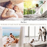 Vista 30 de Atelier Juego de sábanas de 4 piezas, 100% algodón de lujo, 400 hilos, tejido de percal de fácil cuidado, verde egeo, tamaño Queen