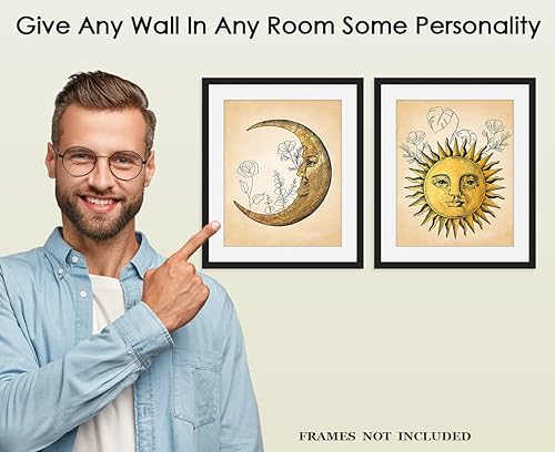 Miniatura 4 de Aesthetic Sun and Moon Line Art - Set of 2 8x10 Unframed Minimalist Abstract Wall Decor - Modern Wall Art for Home, Office, Living Room and Bedroom