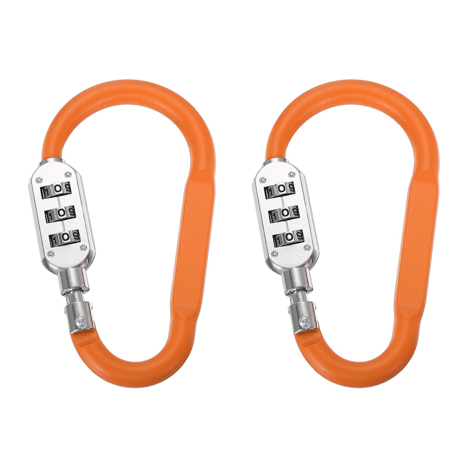 PATIKIL 4.2 Inch Combination Locks, 2PCS 3 Digit Locking Combination Clip Combo D-Ring Lock for Suitcase Luggage Travel Baggage Backpack Cable Loop Helmet Chain Link, Orange