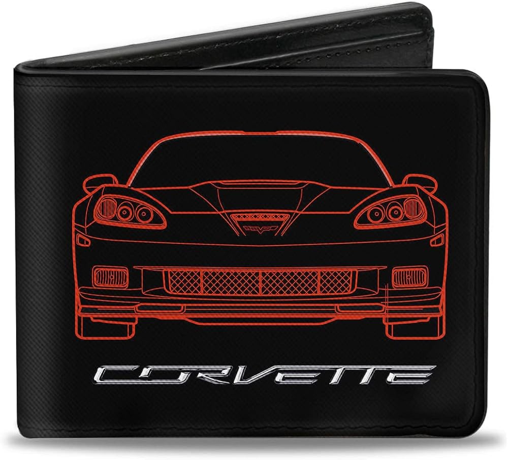 Buckle-Down mens Buckle-down Pu Bifold - C6 Frontview + Rearview Blueprints BlackRed Wallet