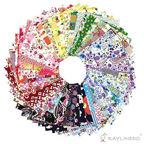 50X Different Pattern Patchwork 100% Cotton Poplin Fabric Bundle Squares of 10 * 10cm Quilting Scrapbooking Artcraft Project Collection One