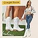 RURUNA Cowboy Boots for Women Mid Calf White Cowgirl Boots Square Toe Western Boots Womens Cowboy Boots Chunky Heel botas vaqueras para mujer