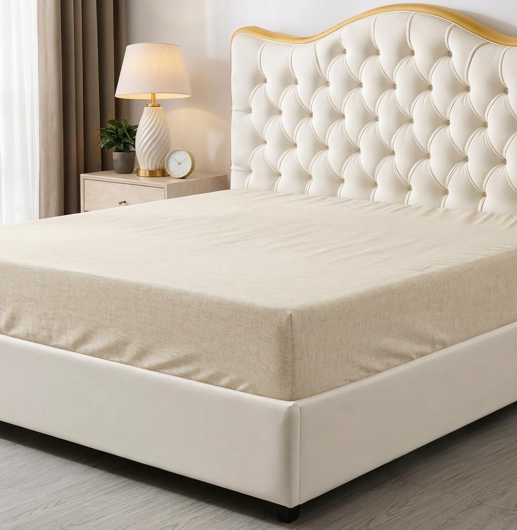 Queen Fitted Sheet, Ultra Soft Fits Up to 15 Inch Deep Pocket, Oatmeal