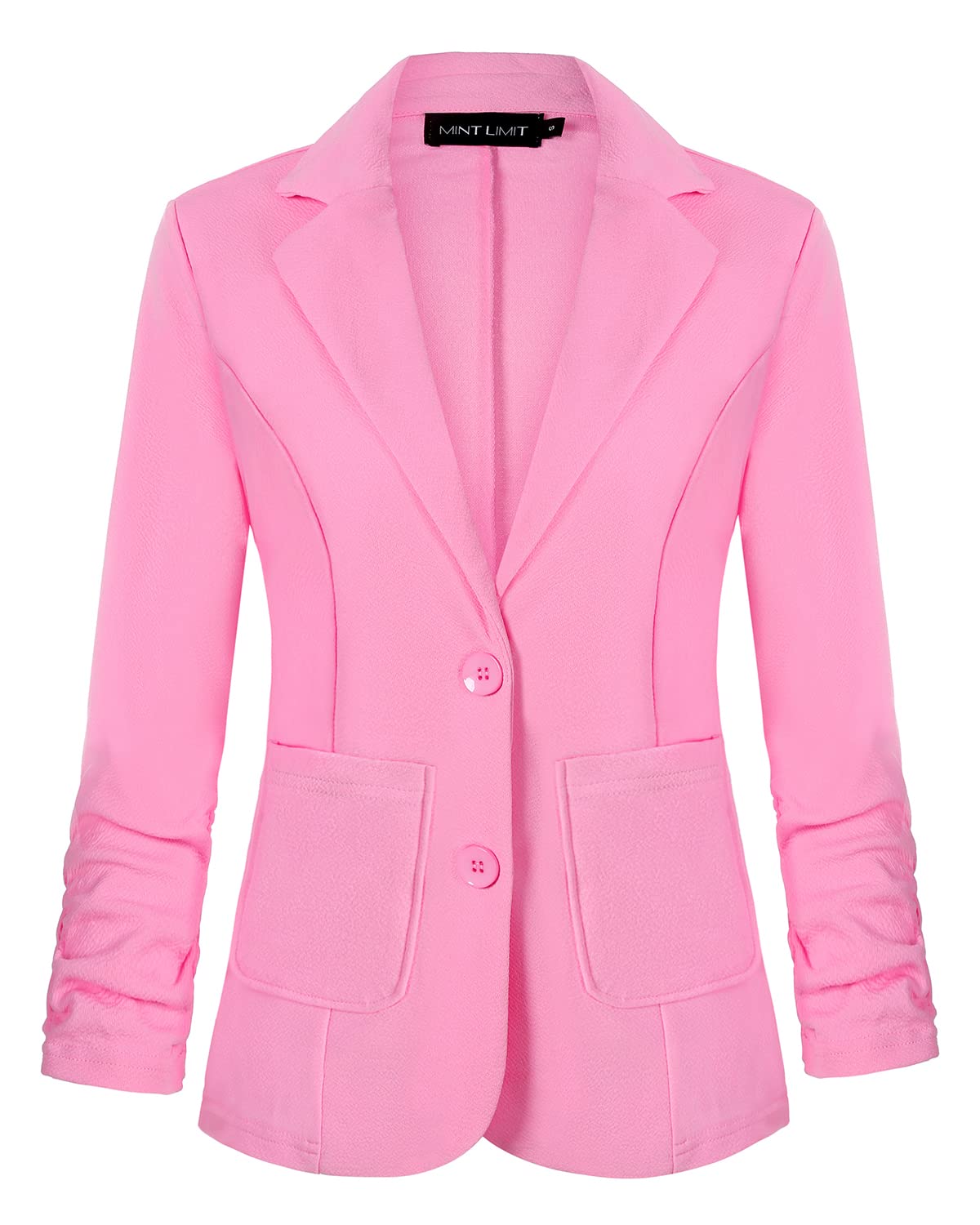 Unifizz Womens Casual Work Office Blazer Pockets Buttons Suit Jacket 3 4 Sleeve
