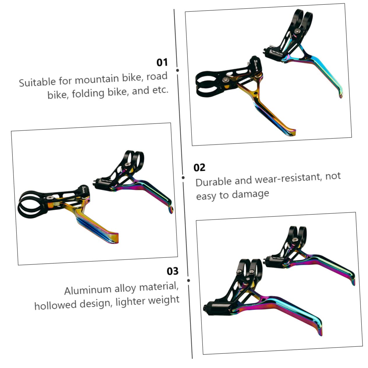 SUPVOX Leve Freni Bici in Lega di Alluminio Leggere 1 Paio | Cnc Lavorazione, Struttura Cava Antiusura, per Cavi Testa Piccola e Bici Pieghevole o Mountain Bike