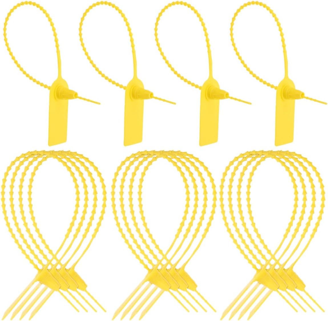 Generic 50pcs Waterproof Plastic Shipping Tags with Zip Cable Ties, Writable Yellow Hanging Labels for Logistics, Luggage, and Industrial Packaging