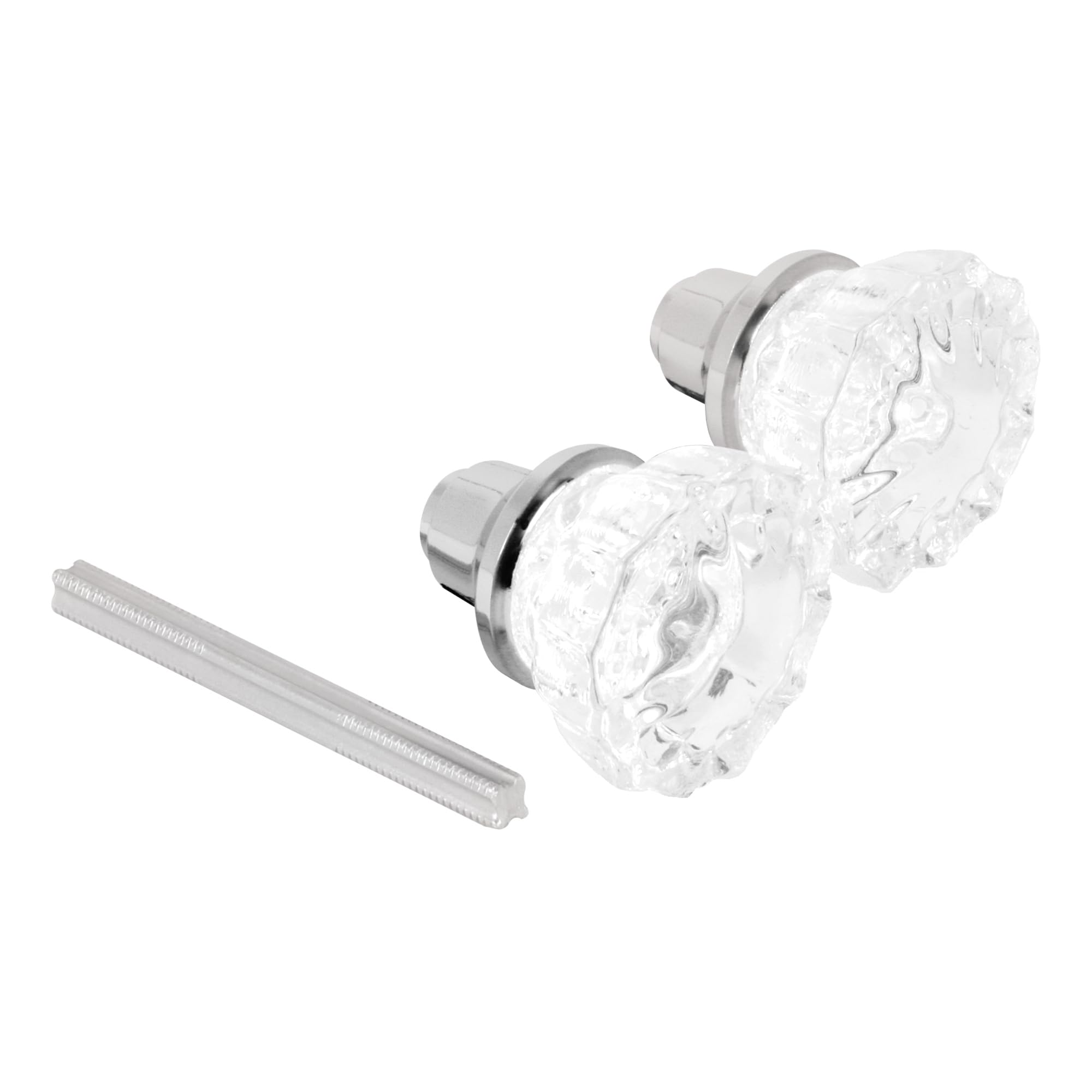 Prime-Line E 28314 Mortise Style Fluted Glass Door Knobs - Perfect for Replacing Broken Antique Lock Sets on Interior Doors, Features 2 In. Outside Diameter Knobs, Chrome Plated (Single Pack)