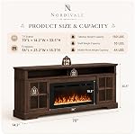 70" Cheminée TV Stand, Modern Entertainment Center pour les téléviseurs jusqu'à 80”, TV Console avec armoires de rangement, console multimédia pour salon, Brown TV Stand et cheminée noire