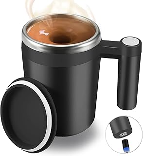 FCSWEET Self Stirring Mug,Rechargeable Auto Magnetic Coffee Mug with 2Pc Stir Bar,Waterproof Automatic Mixing Cup for Mil...