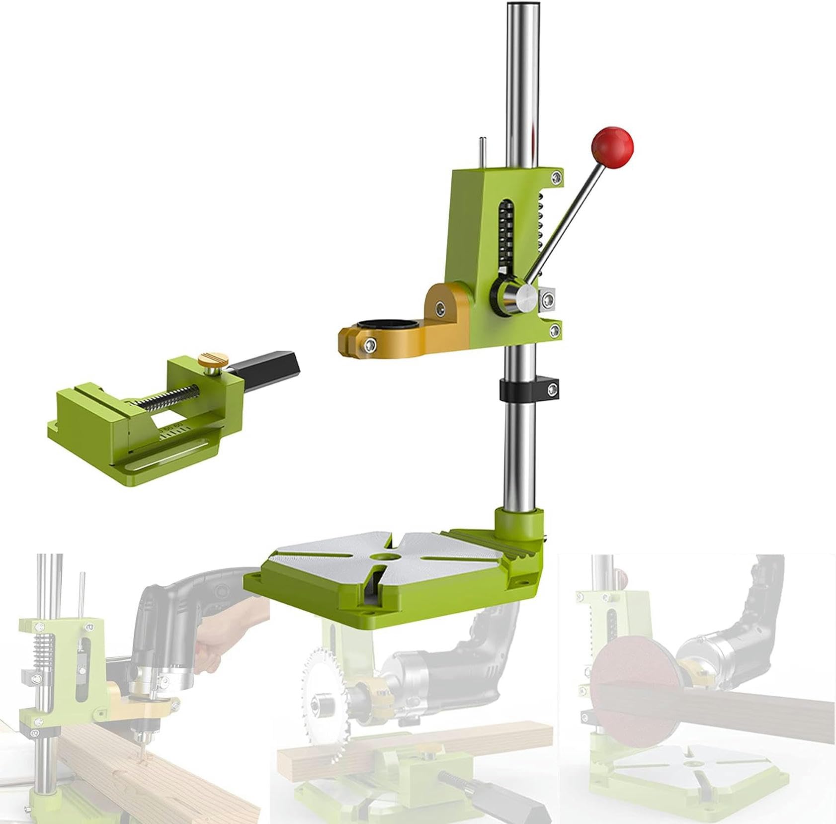 Drill Press Stand with Vise, Drill Press Stand for Hand Drill, Bench Clamp Drill Press Stand Workbench Repair Tool for Drilling Collet, Home DIY Tools