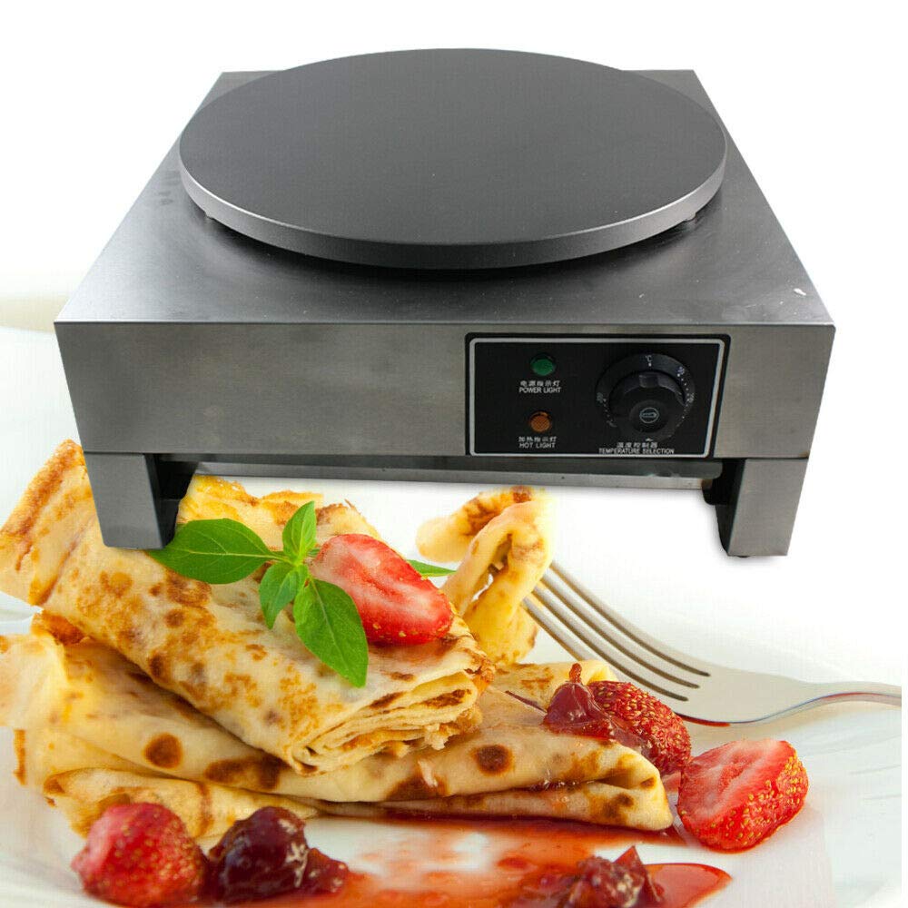 Crepes Maker elettrico in acciaio inox, 3000 W, crepes maker crepes crepes maker antiaderente padella cottura in ferro crepes, piastra crepes, 50 – 300 ℃ temperatura regolabile