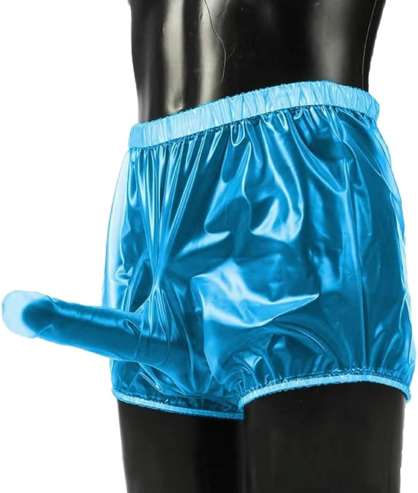 PVC Sheer Mens Bikini Briefs Wet Look Hollow Cutout Panties Nightclub Party Cosplay Lingerie