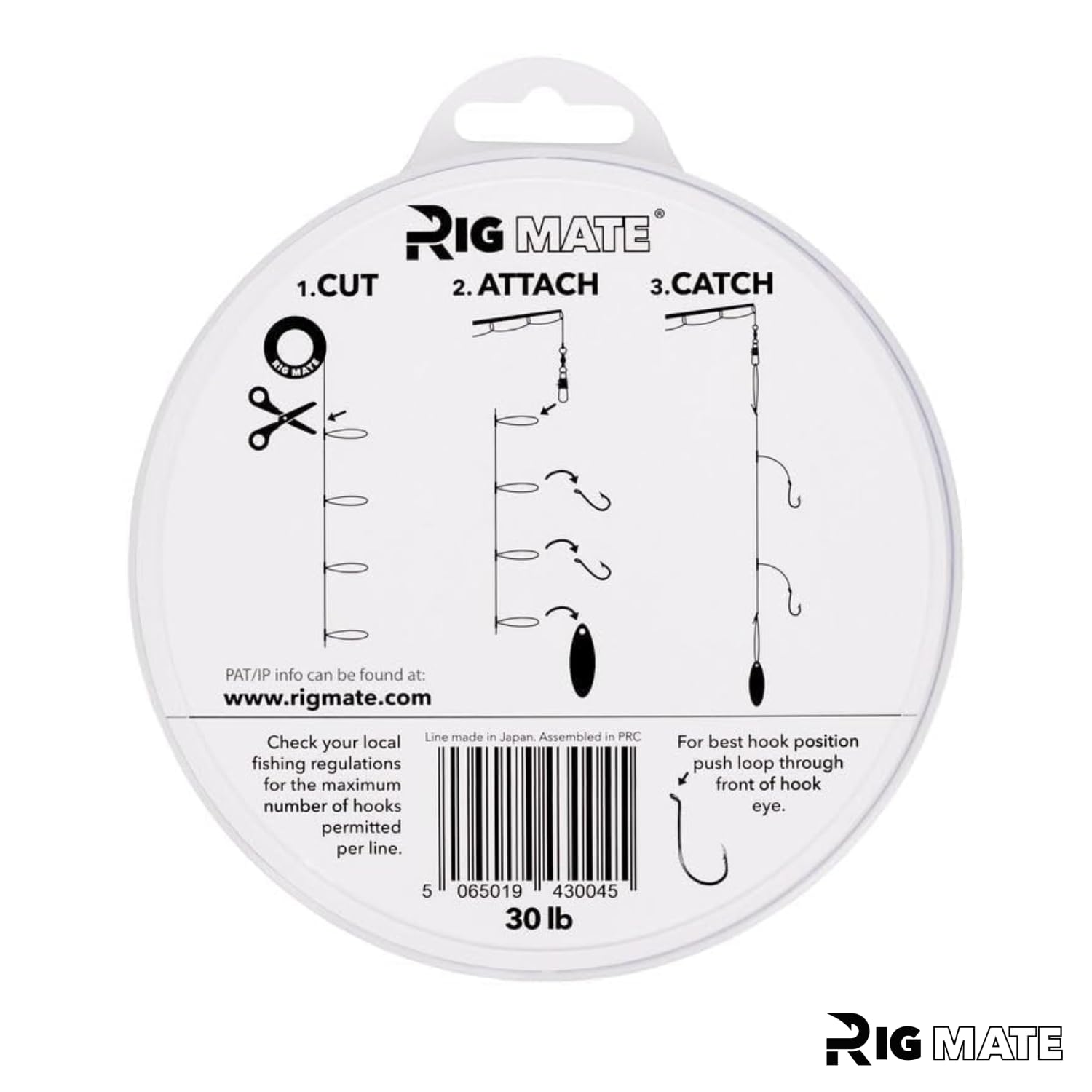 Aparejos de bucle cuentagotas preatados de 30 libras. Carrete de línea de pesca. Bucles de 18 pulgadas de distancia con tamaño de bucle de 5.5 pulgadas. Perfecto para pesca de agua salada y agua dulce