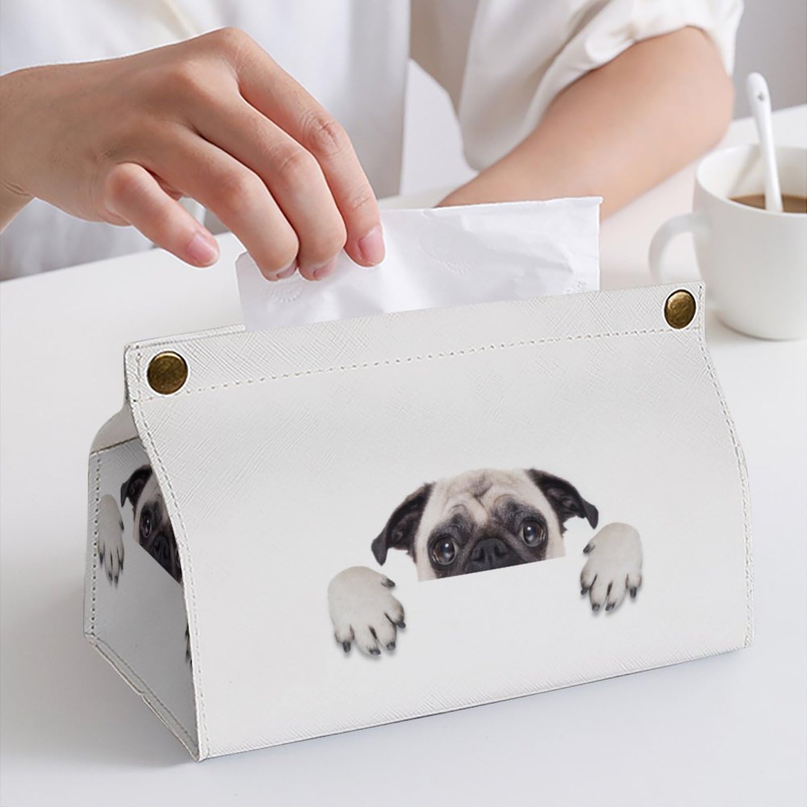 Amazon｜ティッシュケース 可愛い パグ犬 ティッシュボックス PUレザー
