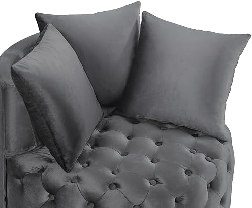 Miniatura 5 de 24KF Silla de ocio tapizada contemporánea, silla decorativa copetuda para sofá, sala de estar, hotel, con 3 almohadas, 7022 - gris oscuro