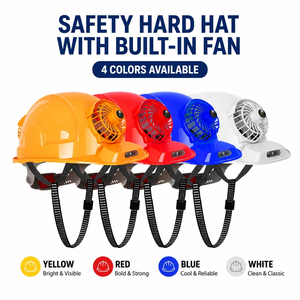 Casco de Obra Ventilado Solar y USB con 4 Velocidades, Sombrero de Seguridad Impermeable con Luz LED, Enfriamiento Rápido para Trabajos al Aire Libre