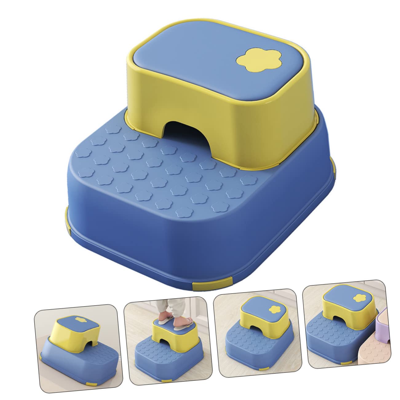 VICASKY Taburete de PP para Niños Pequeños de Doble Escalón Reposapiés Estable y Ligero Diseño Práctico Adecuado para Baño y Cocina