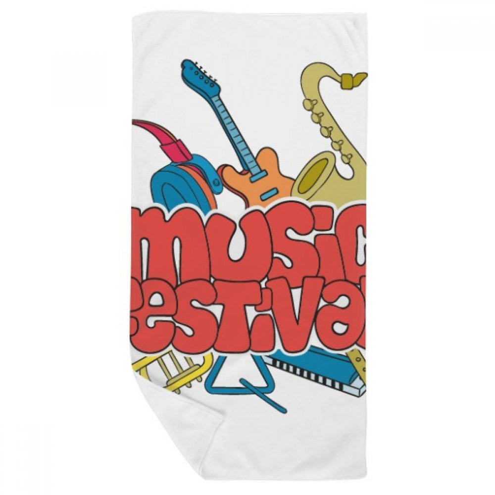 Serviette de bain doux motif guitare multicolore drap de toilette 35x70cm