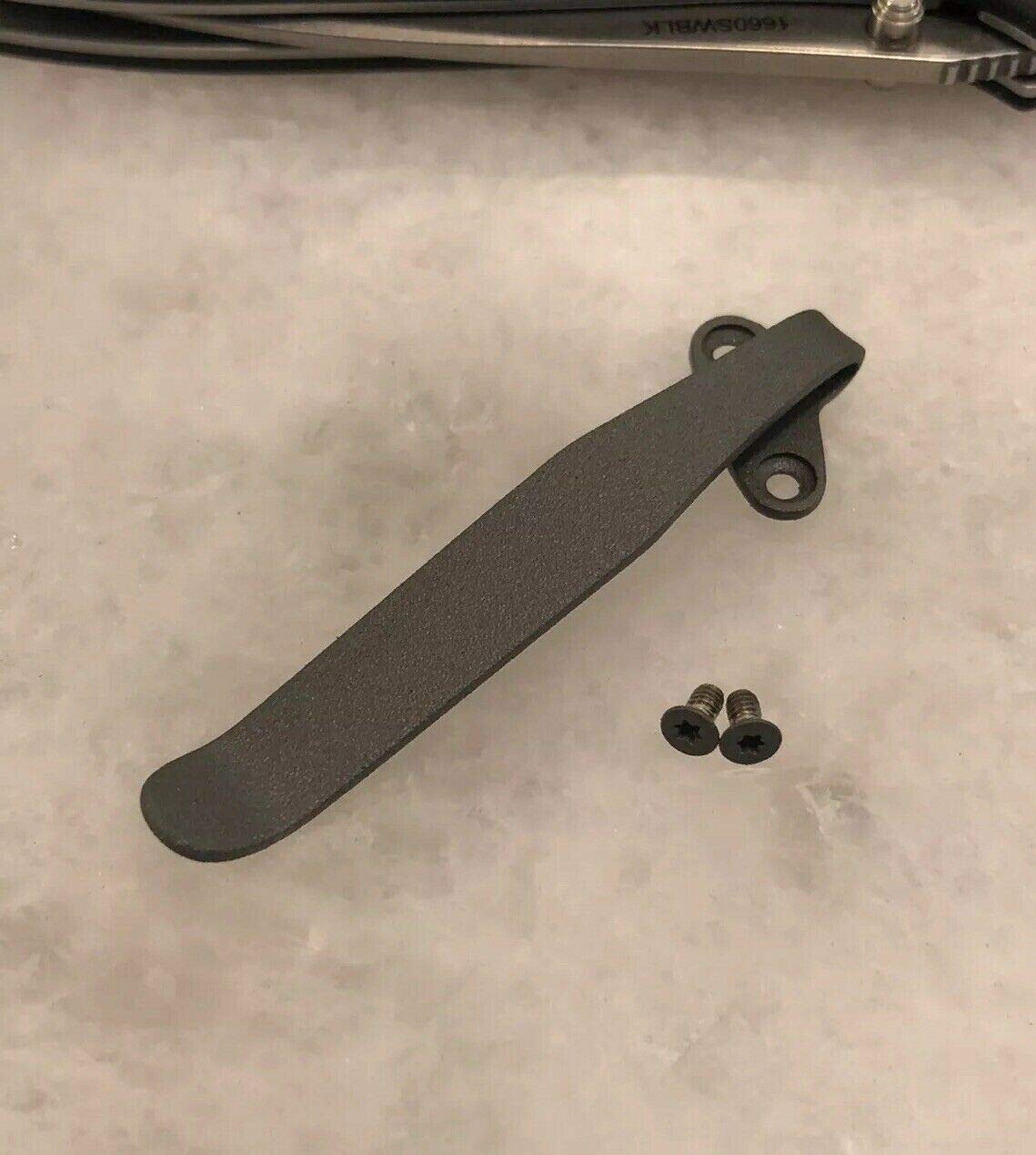 Flat Gray Titanium Deep Carry Pocket Clip For Kershaw Leek 1660 Knife Tip Down