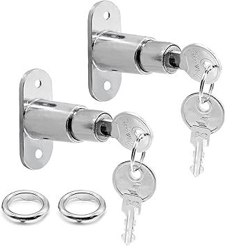 2Pcs Cabinet Push Plunger Lock Sliding Door Lock, 3/4" 19mm Cylinder Diameter, 7/8" 23mm Cylinder Length, Keyed Different
