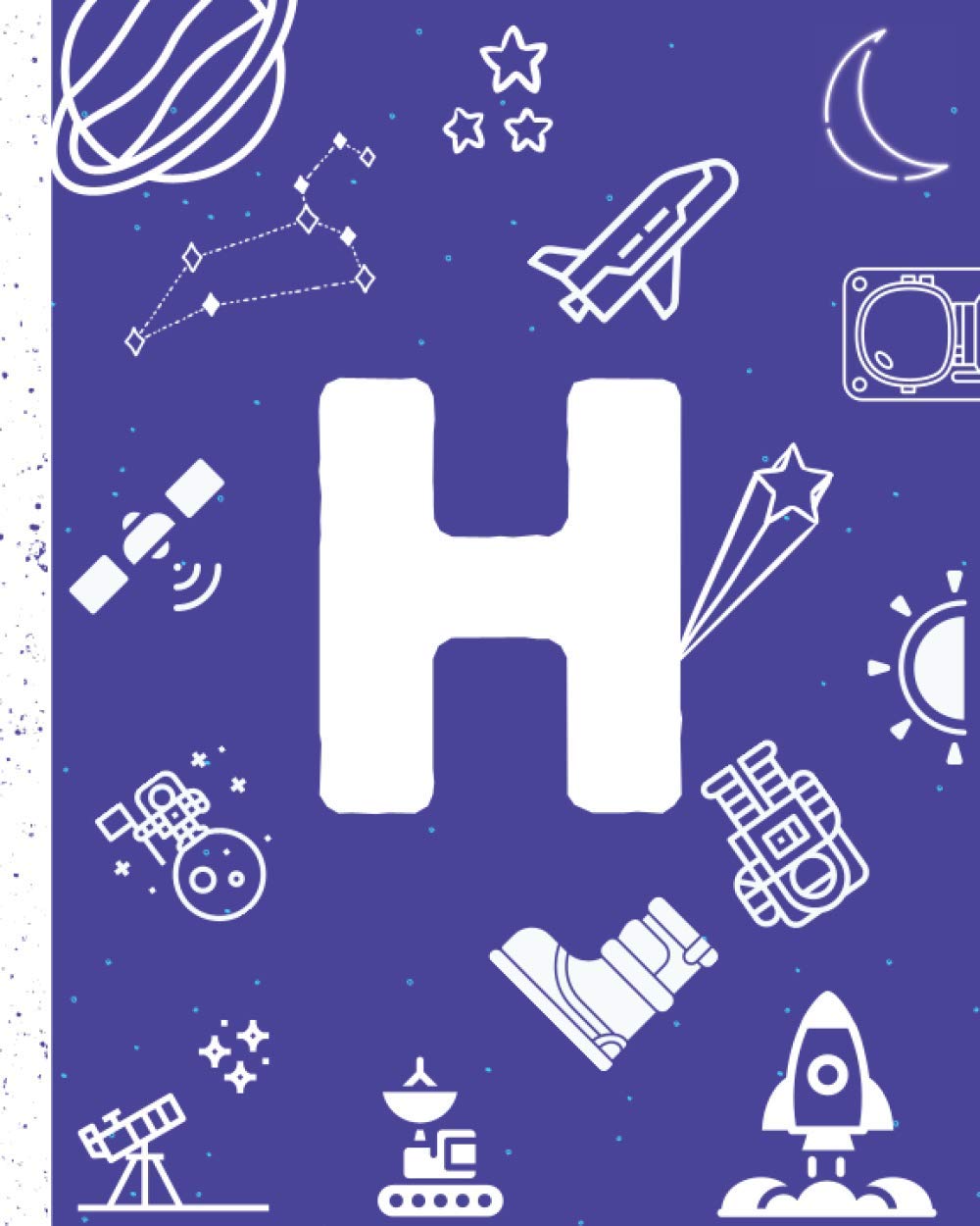 Spacebook Kids Composition Notebook With Initial Letter H: Wide Rule School Notebook, Diary, Journal