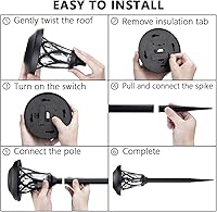 Vista 10 de GIGALUMI Luces solares para caminos al aire libre, paquete de 6 luces solares de jardín, blanco cálido, negro, súper brillante, luces solares