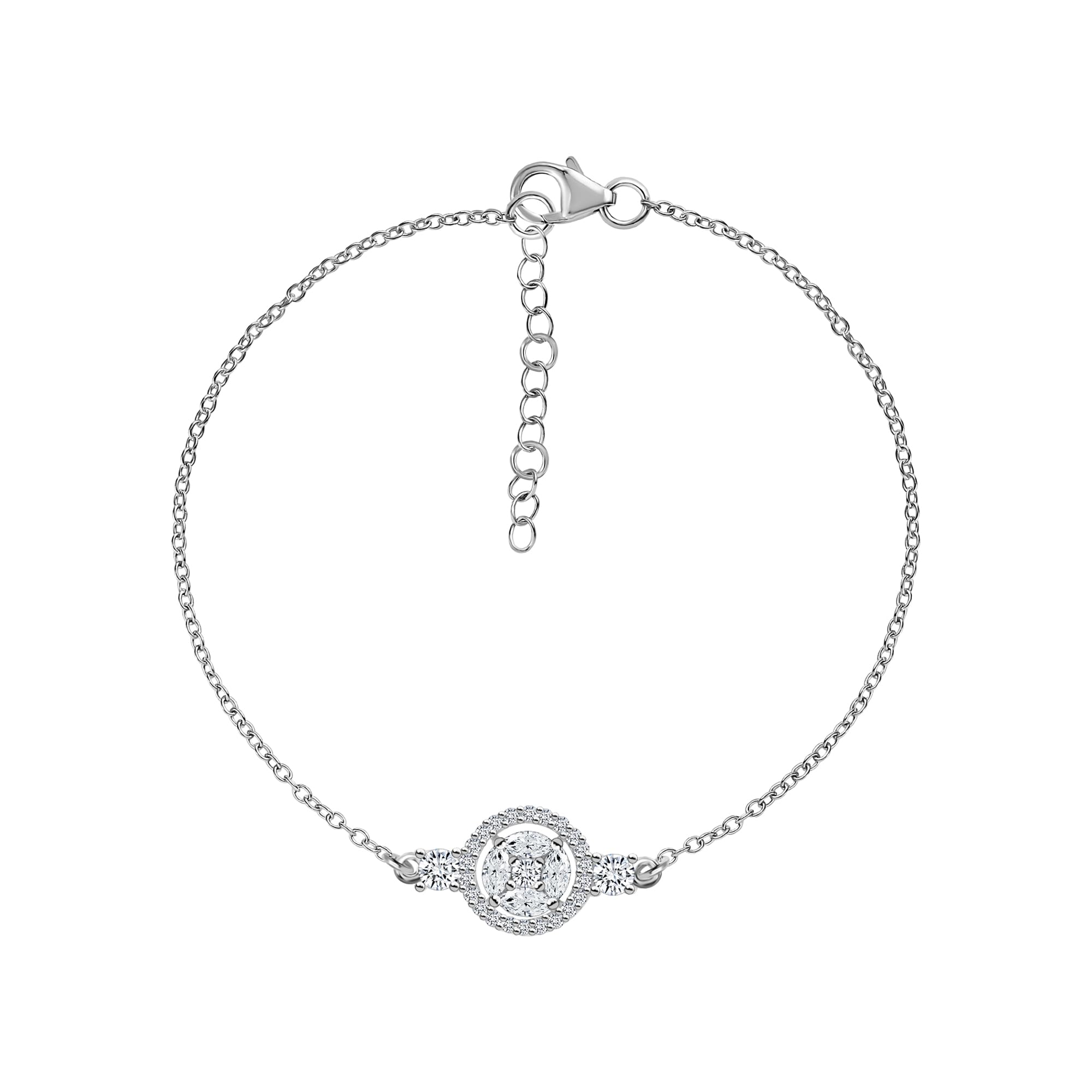 Ornate Jewels 925 Silver AAA Grade American Diamond Halo Design Adjustable Cluster Bracelet Gifts for Women and Girls (B0BY2SG7G4) Amazon Price History, Amazon Price Tracker