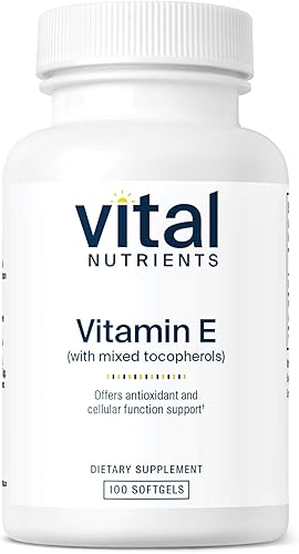 Vital Nutrients Vitamina E con tocoferoles mixtos - Potentes suplementos antioxidantes de vitamina E para apoyar la salud cardiovascular* - Sin