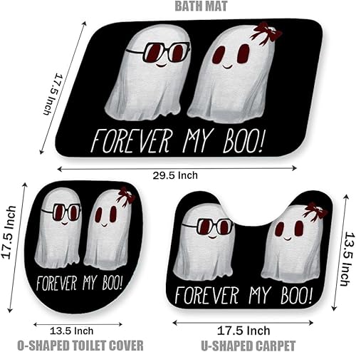 Miniatura 3 de Alfombras y tapetes de baño espeluznantes de Halloween, 3 piezas, tapete de baño de microfibra absorbente negra antideslizante, tapete de baño