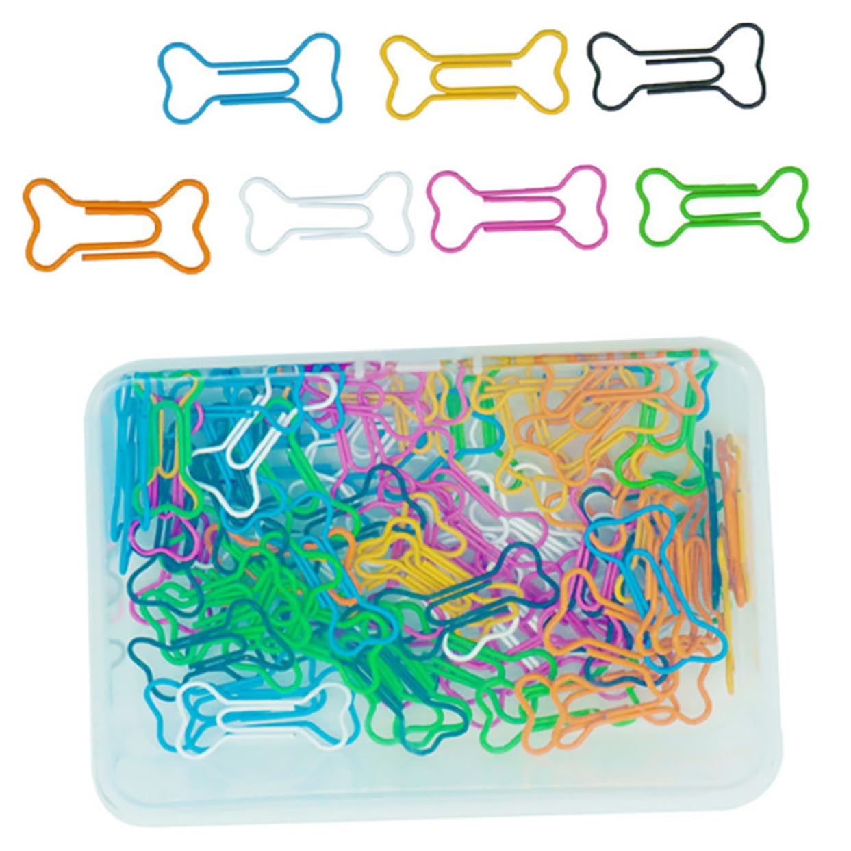 HOMSFOU 3 Set Piccole Graffette Per Graffette Per Ufficio Graffette Divertenti Graffette Alla Moda Pastello Per Compleanno Assortite A Forma Di Scheletro In Plastica 100 pezzi * 3