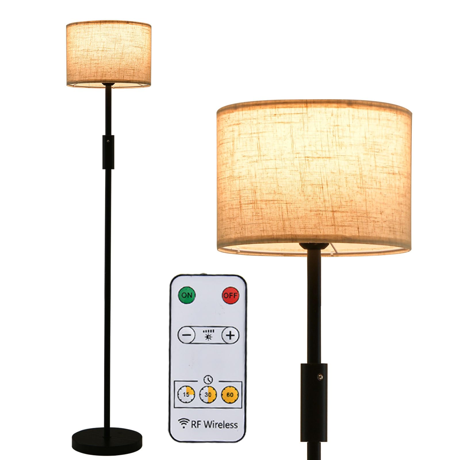 Lámpara de pie industrial de 5W con pantalla de lino antirreflejos para leer en el salón 8