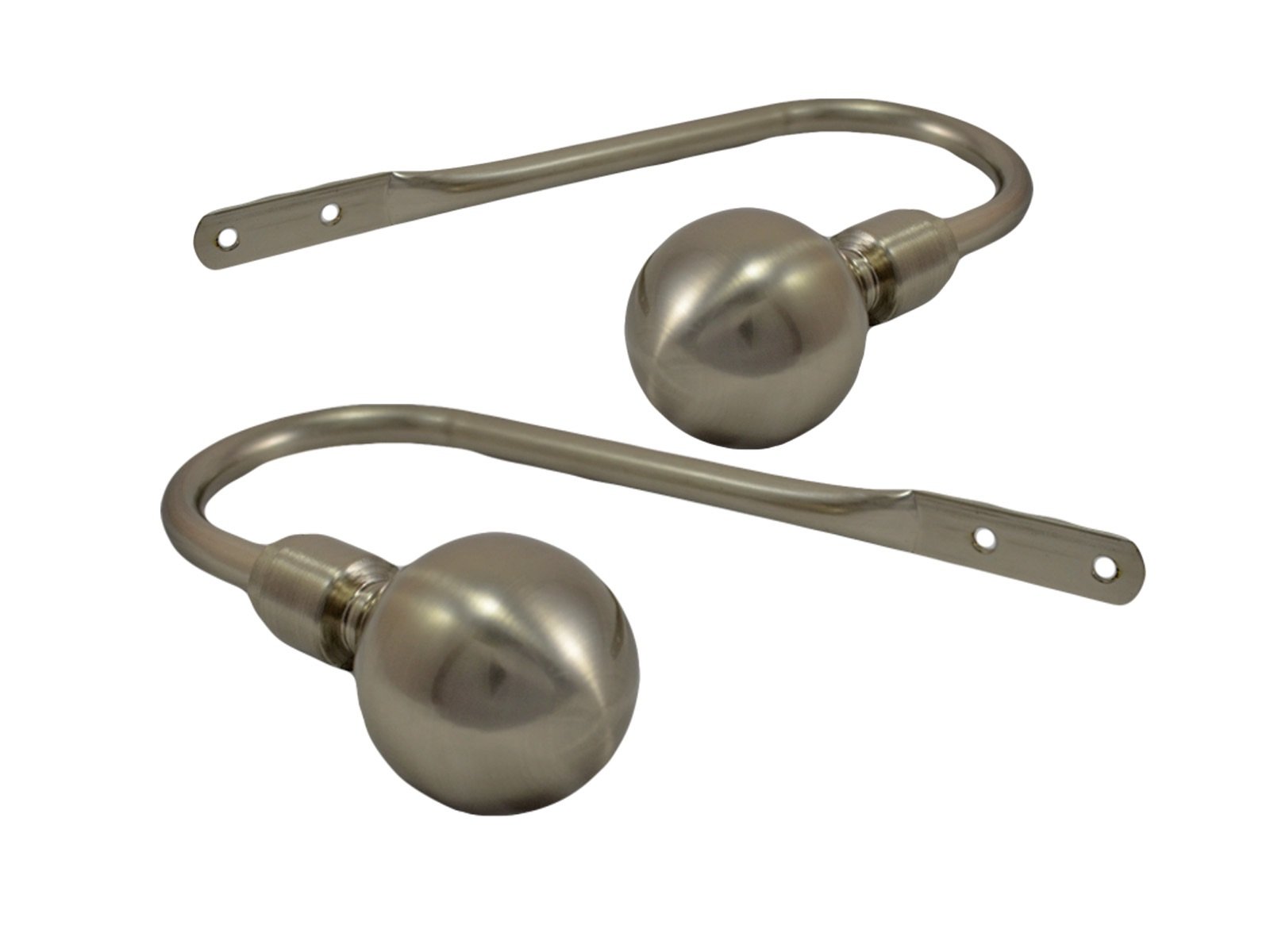 Your Home Online Brushed Chrome Set Of 2 Metal Ball Black Chrome Brass Black Curtain Pole Holdback Tieback Bracket (Brushed Chrome)