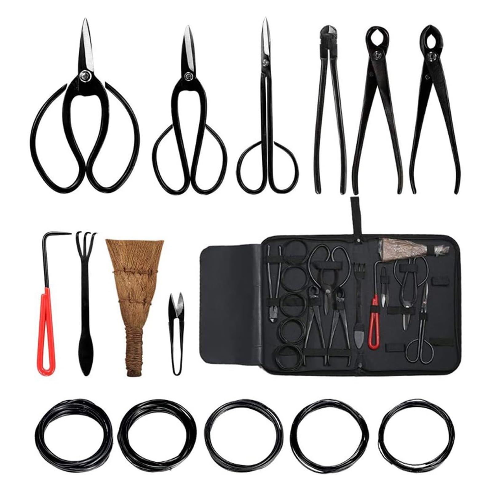 15-teiliges DIY-Beschneidungswerkzeug, Bonsai-Beschneidungswerkzeug-Set Aus Kohlenstoffstahl, Umfangreiches Cutter-Scheren-Set Mit Nylonetui For Die Hand Im Hausgarten Vielseitig Einfach Zu Bedienen