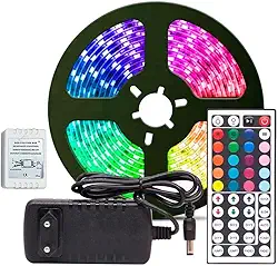 Fita LED RGB 3528 Rolo 5M com Fonte 12V 2A e Controle Remoto