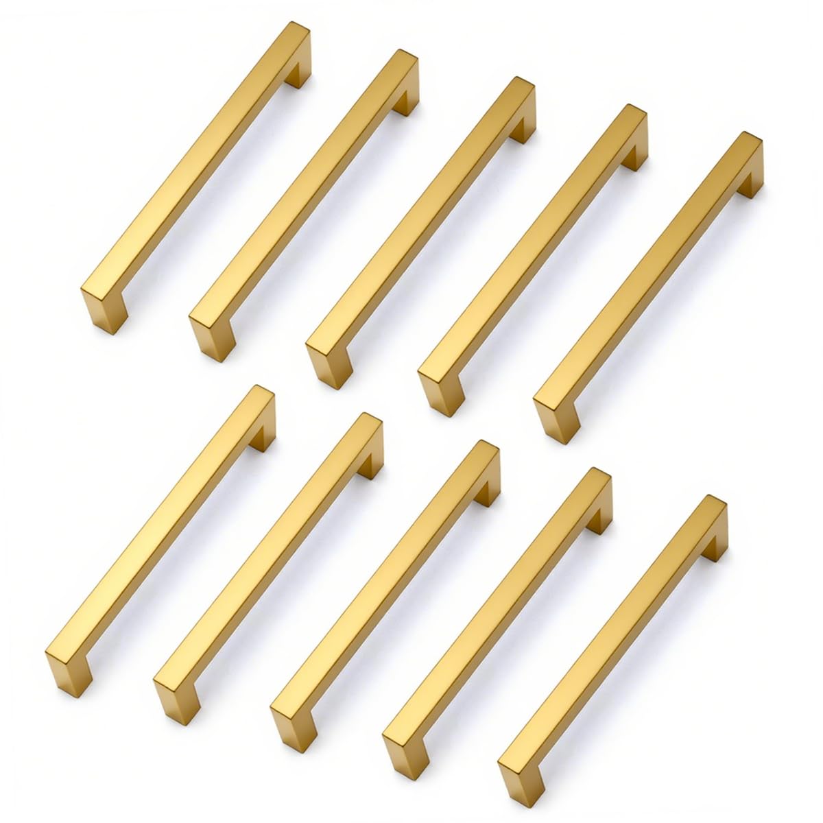 Tiradores armarios dorados de 160 mm Drenky, juego de 10 piezas de acero inoxidable con tornillos