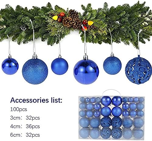JTWEB 100PCS Christmas Balls, Christmas Baubles, Christmas Balls Ornaments, Xmas Tree Decorations Hanging Decoration, Shatterproof Pendant Baubles for Holiday Wedding Party Decorative(royal blue)