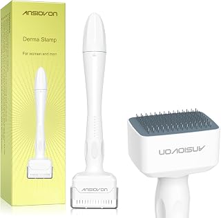Derma Stamp - ANSIOVON Microneedling Stamp for Hair Face Scalp Beard - Microneedle Dermastamp at Home - Micro Needling Stamp for Women and Men
