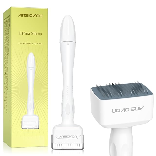 Derma Stamp - ANSIOVON Microneedling Stamp for Hair Face Scalp Beard - Microneedle Dermastamp at Home - Micro