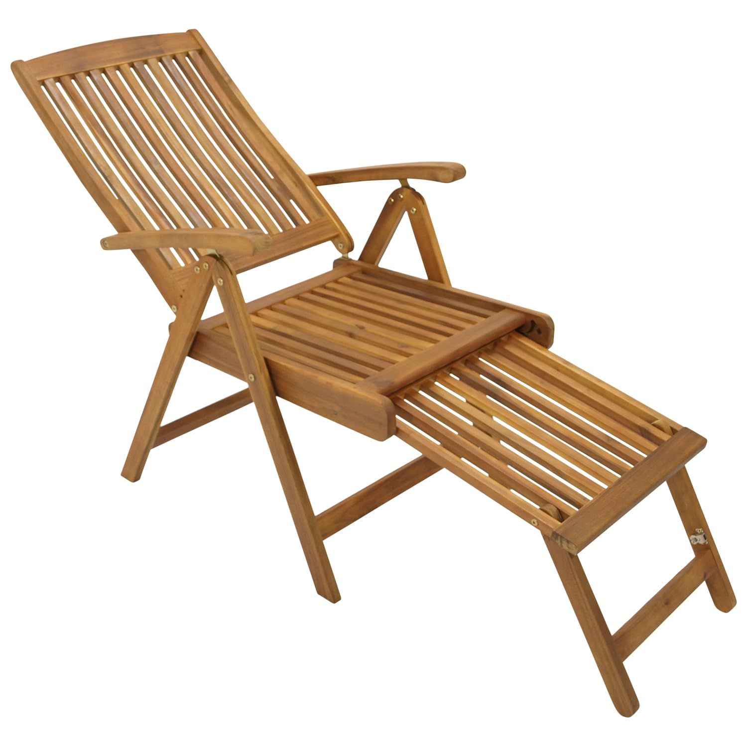 DEGAMO Klappessel Relaxsessel Maracana mit ausziehbarem Fußteil, klappbar, verstellbar und ausziehbar Akazienholz braun geölt, Outdoor