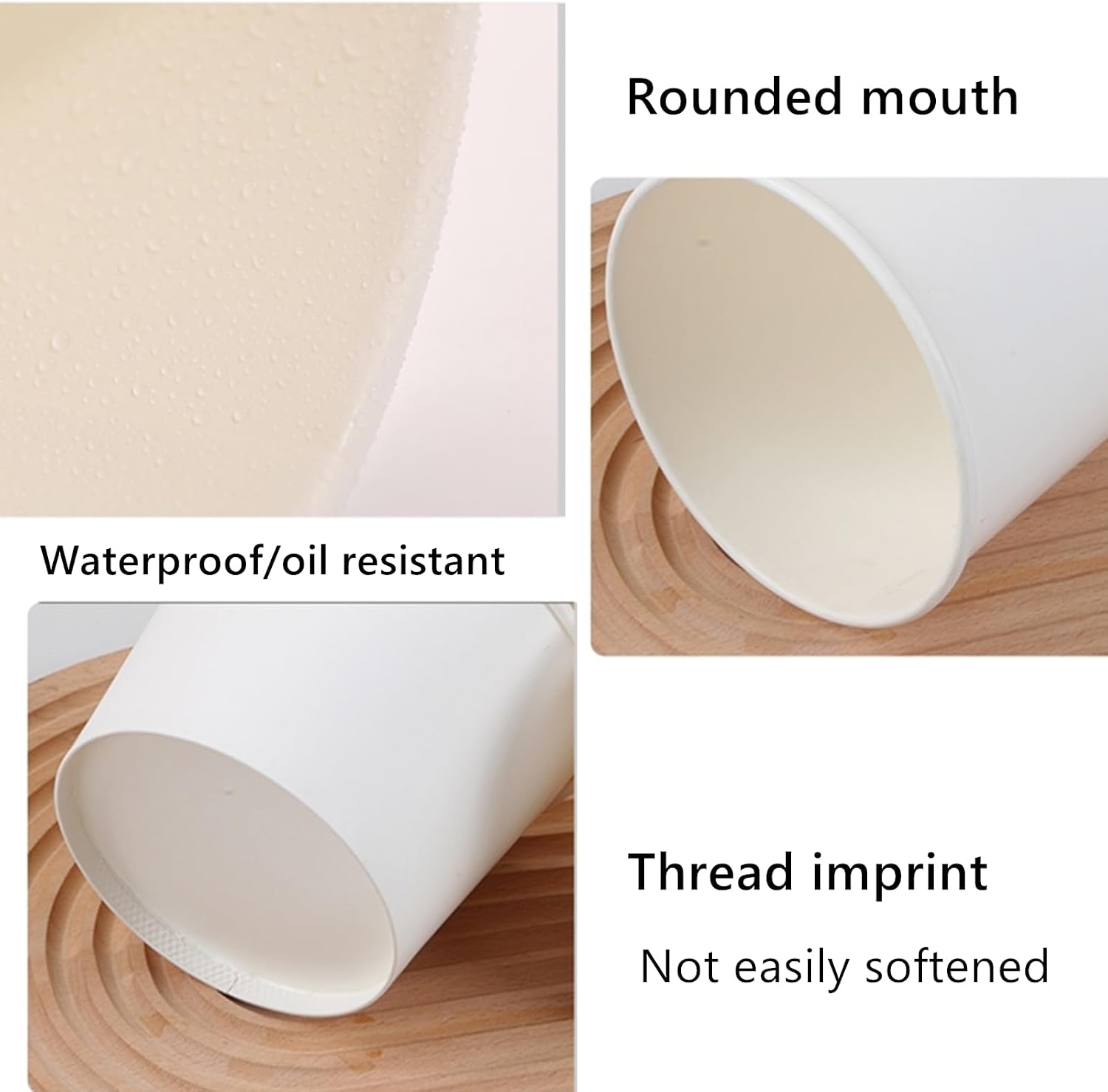 120 Pack 8 OZ Disposable Paper Ice Cream Cups, Dessert Bowls for Sundae Yorgurt, Stackable White Office Coffee Cup Bucket Soup Bowls for Party Supplies image 3