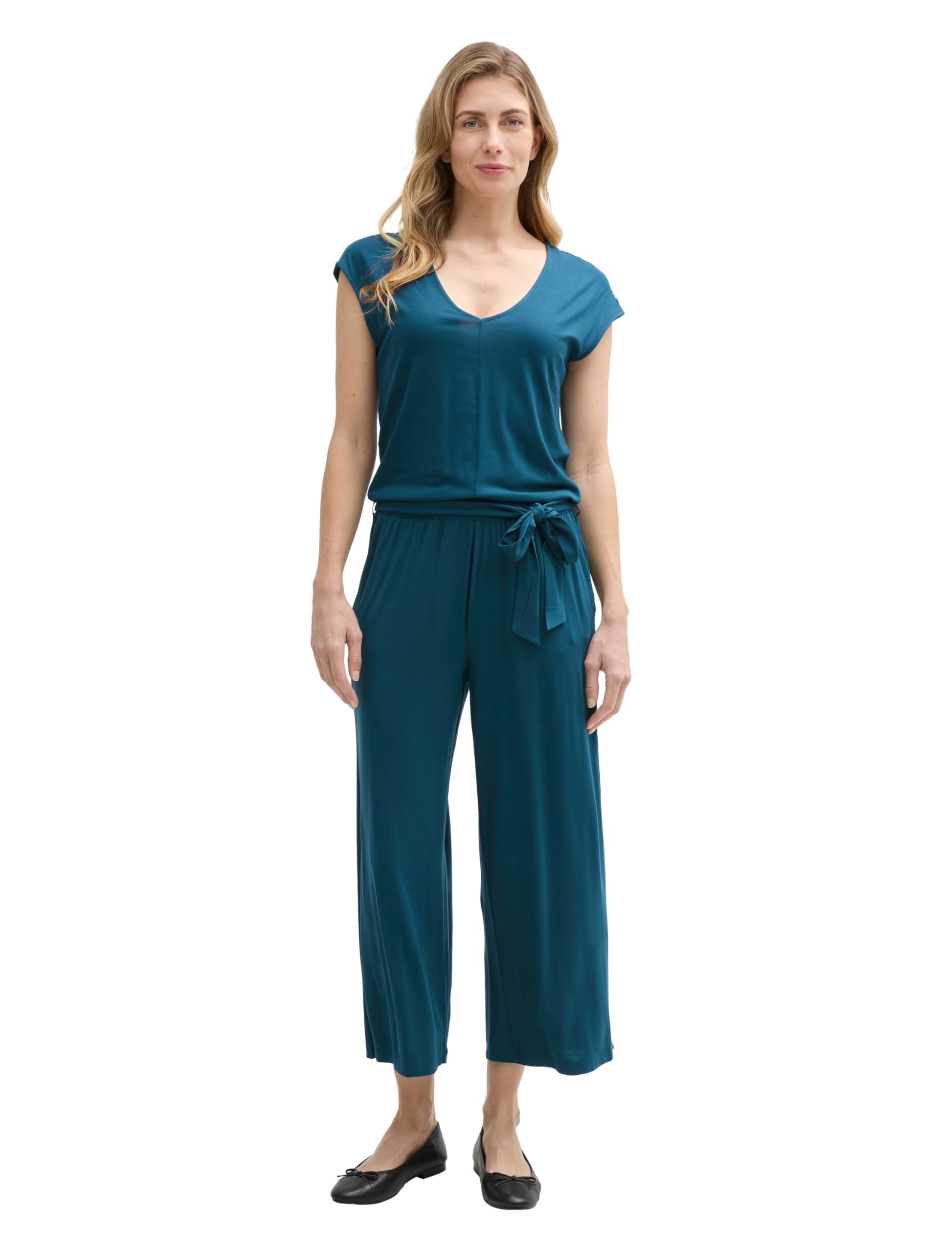 TOM TAILOR Damen Jersey Jumpsuit mit Bindegürtel