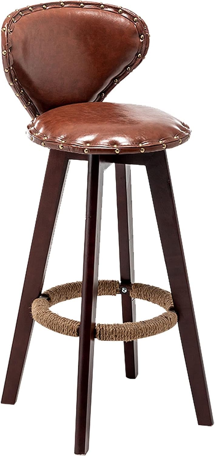 Tabourets de bar vintage pour îlot central et cuisine ouverte, assise haute en cuir PU